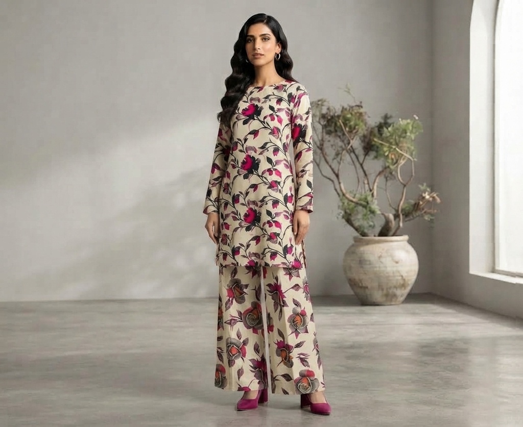 NISHAT Khaddar 2-Piece Unstitched Winter Suit – Premium Printed