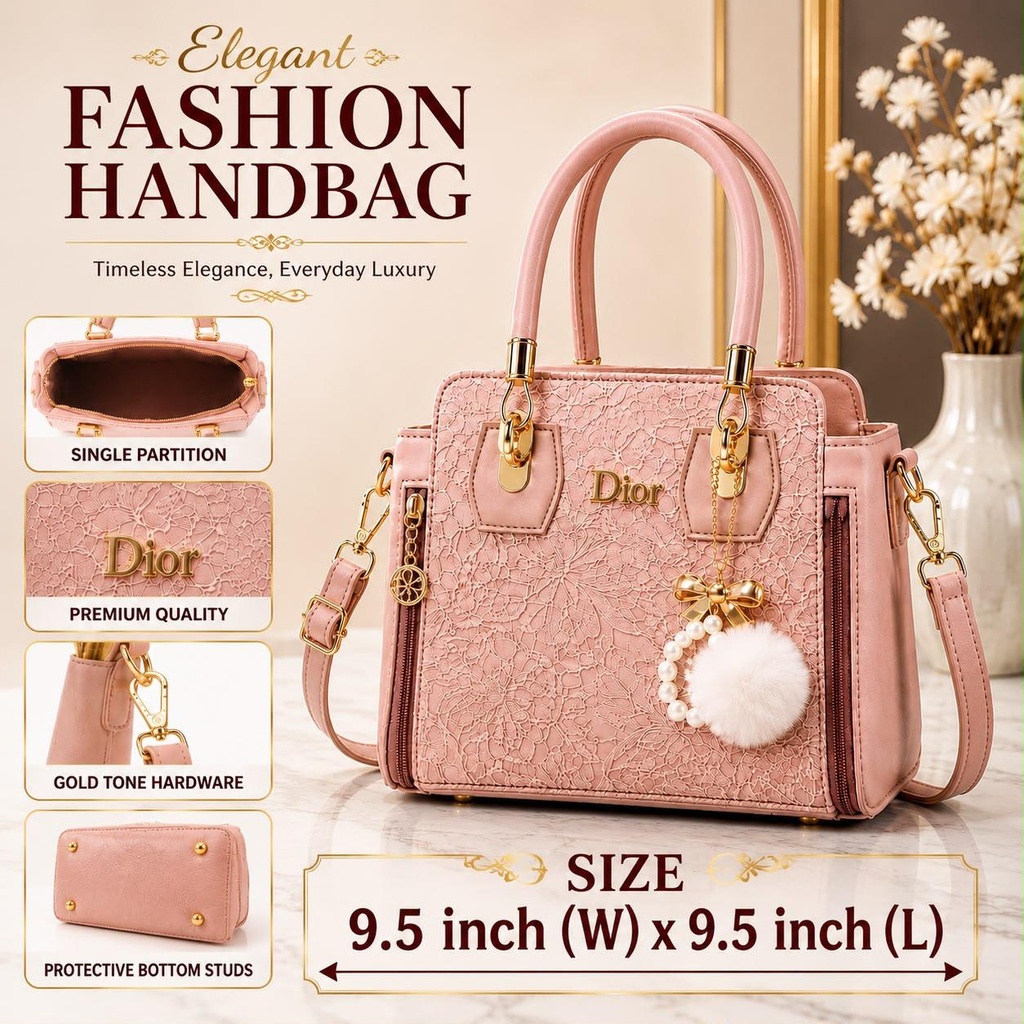 Dior Branded Premium Hand Bag for Girls (Baby Pink)