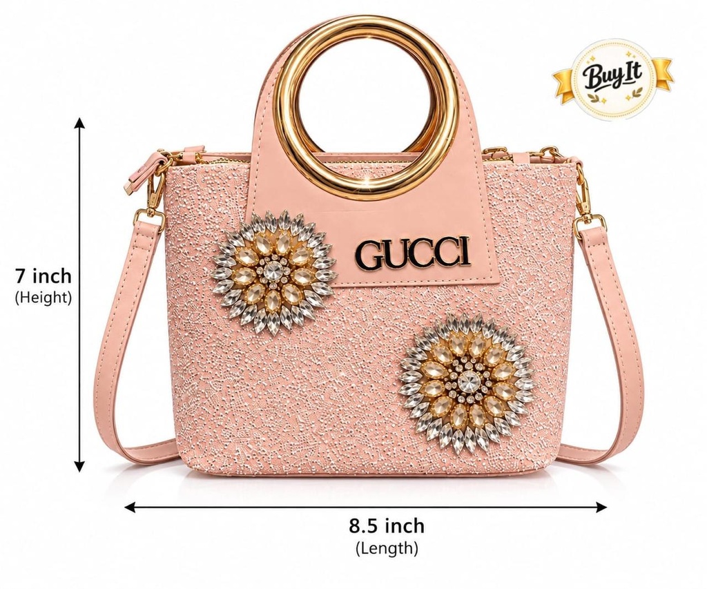 Gucci Premium Hand Bag for Girls (Light Pink)