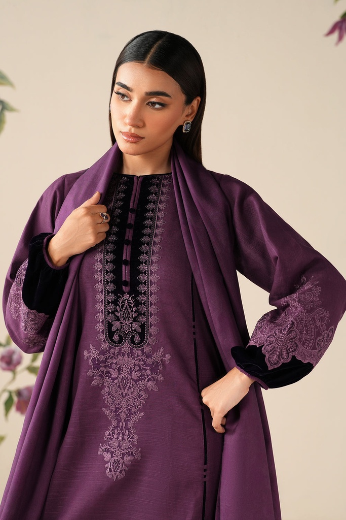 BAROQUE Dhanak Embroidered 3-Piece Unstitched Winter Suit 2026 – Premium Collection