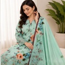 Digital Linen Embroidered 3-Piece Suit