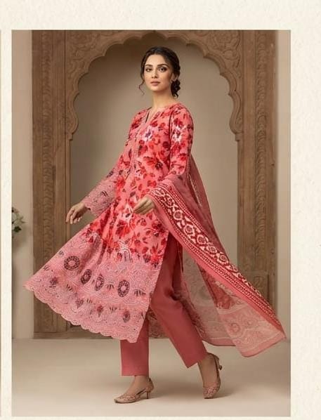 Premium Linen 3-Piece Unstitched Embroidered Suit 2026