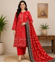 Digital Linen Embroidered 3-Piece Suit
