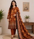 Digital Linen Embroidered 3-Piece Suit