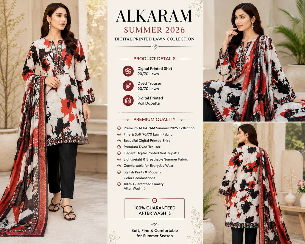 Premium Digital Printed Lawn 3- Piece